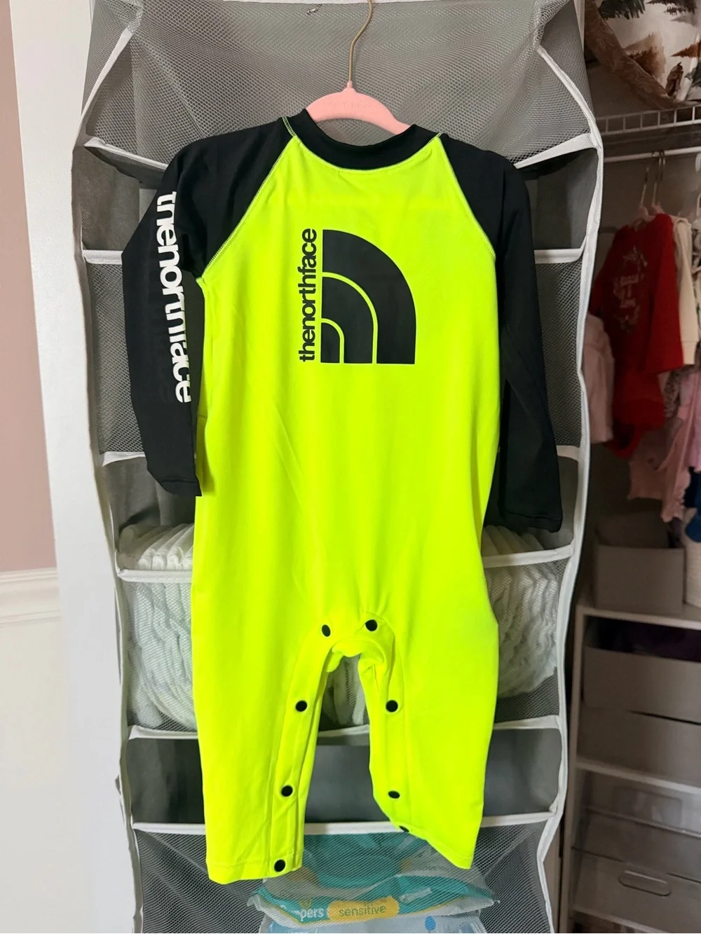 The North Face Neon Yellow & Black One-Piece Kids Rash Guard Swimsuit